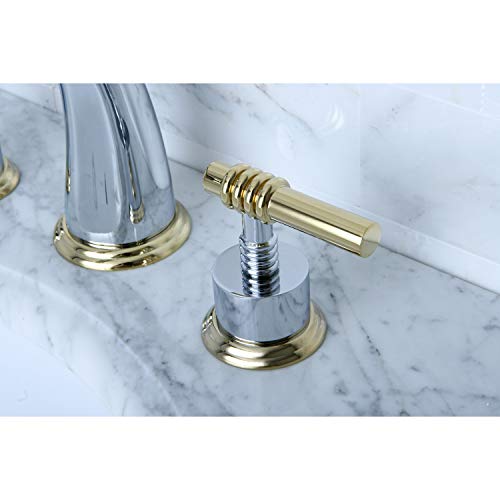 Kingston Brass Ks2964Ml Milano Widespread Lavatory Faucet With Metal Lever Handle, Polished Chrome And Polished Brass #TOP3