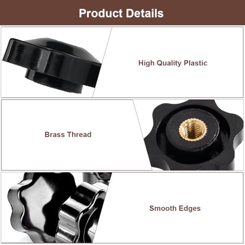 TESSTSY 20 Stück Sterngriffmutter M6, 25 mm Durchmesser Äußerer Flügelmutter, Rändelschraube Innengewinde Messing, Rändelmutter m6, Rändelgriffmuttern für Maschinen, Industrie, Möbel