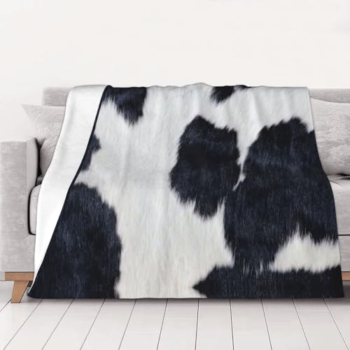 Couverture de lit en flanelle douce aspect peau de vache