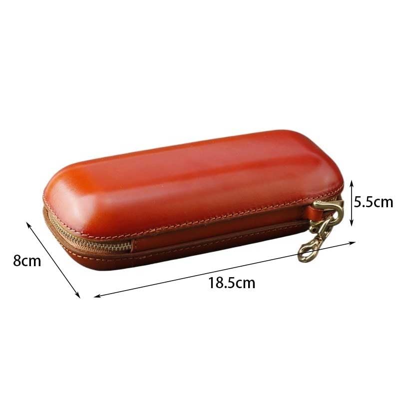 Etui na okulary skórzane w stylu vintage, ręcznie wykonane etui na okulary krótkowzroczności, przenośne wiszące pudełko do przechowywania z zamkiem błyskawicznym na okulary przeciwsłoneczne