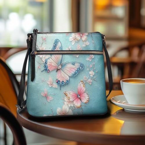 Image of Leather Women Crossbody Hobo Bag Satchel Purse Handbag with Adjustable Shoulder Strap and Zipper Pockets