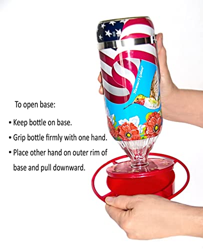 Hummer's Galore All American Flag 32 Oz Hanging Glass Hummingbird Feeder #TOP5