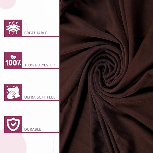 Image of Kuber Industries 6 Pcs Stretchable Dining Table Chair Cover Machine Washable Chair Protector Seat Slipcover for Kitchen & Living Room | Plain - Brown