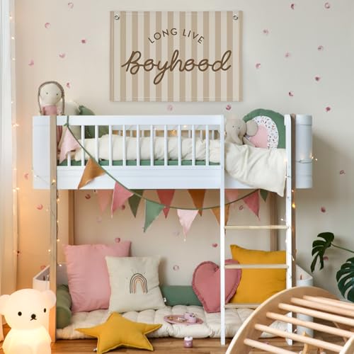 Image of Boys Room Decor Long Live Boyhood Banner，Vintage Playroom Bedroom Nursery Wall Hanging Decor, Retro Kids Room Decor Stripes Flag Banner 30x20 boyroom