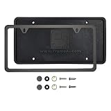 Silicone Back Guard Two Holes Slim License Plate Holder Matte Flat Black License Plate Frame T304 St