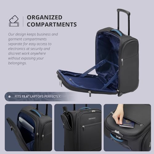 Image of Verage Underseat Carry On Luggage With Spinner Wheels, 16-Inch Rolling Pro, Softside, Grey