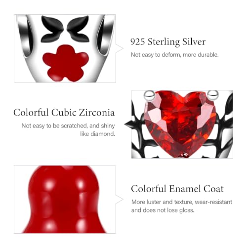 Image of GNOCE Embraces Heart Gemstone Bead Charms 925 Sterling Silver Rabbit Horse Triceratops Snake Monkey Cat Platypus Sloth Bear Pig Yak Ghost Matryoshka Doll Jewelry Gift for Women