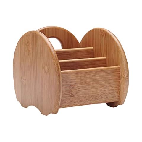 CCEKD Wooden box 1 pc Bamboo Desktop Storage Box Multi Function Remote Control Cosmetics Keys Organizer Holder Storage Box for Living Room,wood color,17x15x14.5cm Cover