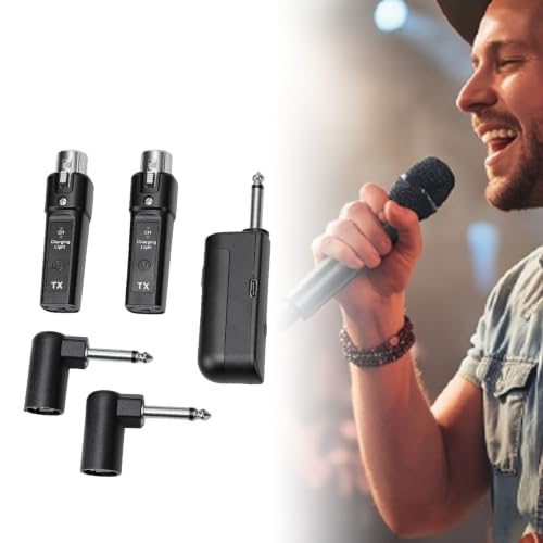 Convertidor inalámbrico Zunate 2.4G de micrófono con cable a inalámbrico, sistema transmisor y receptor para micrófonos dinámicos y de condensador, mezclador de sonido, plug and play, rango de 30-50 m miniatura 2