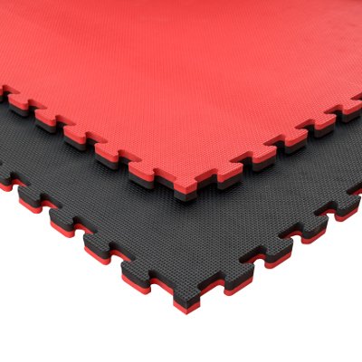JOWY Esterilla Goma Espuma Estructura Tatami Puzzle Ideal Artes Marciales, Judo, Suelo Tatami Japonés | 1m x 1m x 2,5cm Color Rojo y Negro