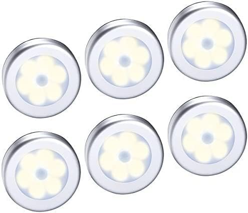 AMIR Upgraded Motion Sensor Light, Cordless Battery-Powered LED Night Light, Stick-Anywhere Closet Lights Stair Lights, Puck Lights for Hallway, Bathroom, Bedroom, Kitchen (Warm White - Pack of 6)