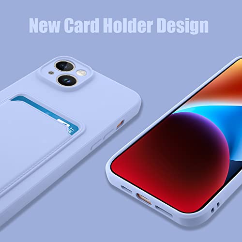 Mzelq Tpu Wallet Iphone 14 Plus Case, Card Holder Camera Protection Cover + Screen Protector, Push-Able Card Slot Case Compatible With Iphone 14 Plus Phone Case Girls Women -Purple #TOP1