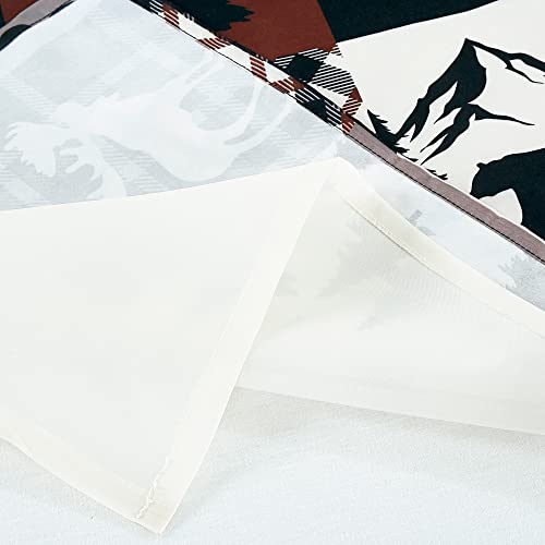 Chezmoi Collection Vista 4-Piece Southwestern Cabin Lodge Window Curtain Set With Sheer Backing - Red White Black Gray Grizzly Bear Printed Microfiber, 120 Inch X 84 Inch #TOP5