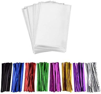 200 Pcs 10 in x 4 in Clear Flat Cello Cellophane Treat Bags(1.4mil) Good for Bakery, Cookies, Candies,Dessert.
