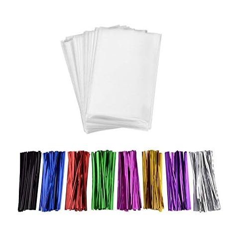 200 Pcs 6 in x 4 in Clear Flat Cello Cellophane Treat Bags(1.4mil) Good for Bakery, Cookies, Candies,Dessert. Cover