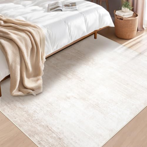 Area Rug 3x5 Washable Rug: Living Room Modern Abstract Rug Soft Non Slip Neutral Rugs Stain Resistant Small Rug Indoor Door Mat for Bedroom Kitchen Nursery Hallway Entryway Office(Beige,3'x5') by MXSANYOO - Used condition - Image 3