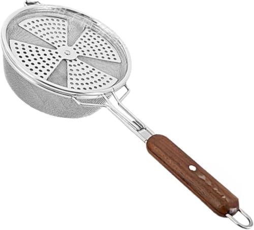Zxyler 家庭用イチョウ型コーヒー焙煎ネット ステンレス鋼製 木目風ラウンドデザイン コーヒー豆・茶葉焙煎用 揚げネット 防?手柄付き