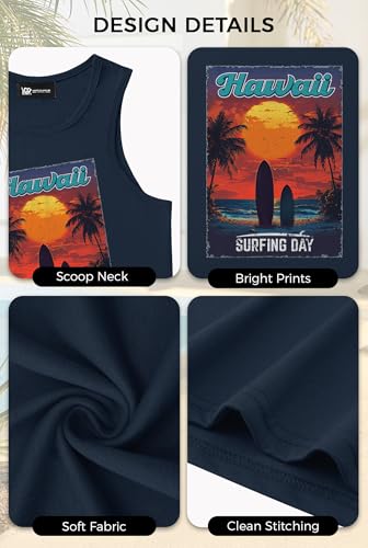 Image of VOGSTART Mens Hawaiian Beach Tank Tops Summer Vacation Muscle Top Graphic Sleeveless Shirts (S-3XL)