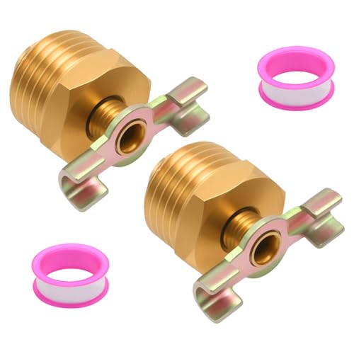 Image of UOIENRT 2 Pack 1 /2'' RV Water Heater Drain Valve for RV and Trailer Water Heater, Durable Brass Construction RV Water Heater Drain Plug