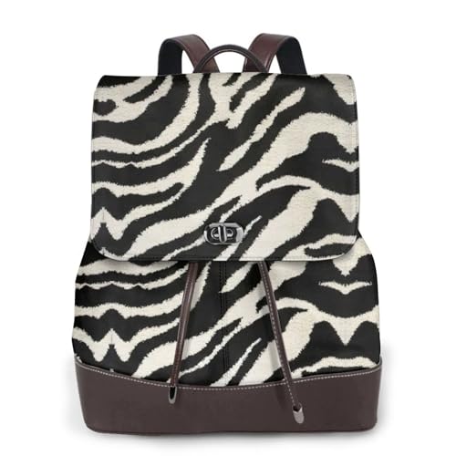 Sac à dos en cuir imprimé zèbre EdWal pour ordinateur portable femme