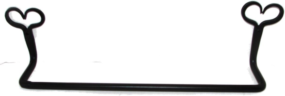 Hand Crafted & American Made! Wrought Iron Towel Holder Bar w Hearts Large