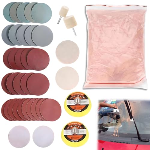 La Mejor Lista de Pulido comprados en linea. 47 Kit de Pulido de Vidrio, Juego de 39 Piezas de Pulido de Vidrio de Coche, Oxido de Cerio 230g, Material de Lana no Rayarán la Superficie, Quita Rayones de Vidrios Para Parabrisas...