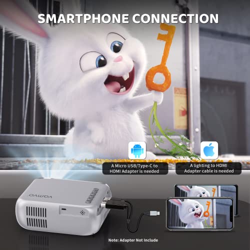 Vamvo Mini Projector For Iphone, Video Projector Full Hd 1080P Supported, Portable Movie Projector Compatible With Tv Stick/Ps4/Hdmi/Usb, Ios & Android #TOP2