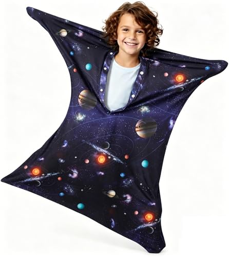 Image of Sensory Body Sock for Kids, Galaxy Space Full Body Sock Wrap for Autistic Children to Relieve Stress, Star Planet and Solar System Decor Relaxing Sensory Compression Body Sack for Kids