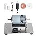 XSORANDA Mini Bench Grinder,Knife grinder,Electric Blade Sharpener with 2 Ceramic Grinding Wheel,Powerful Bench Grinding Machine for Metal, Wood, Knife Making.6.3 x 3.5 inch metal Base.