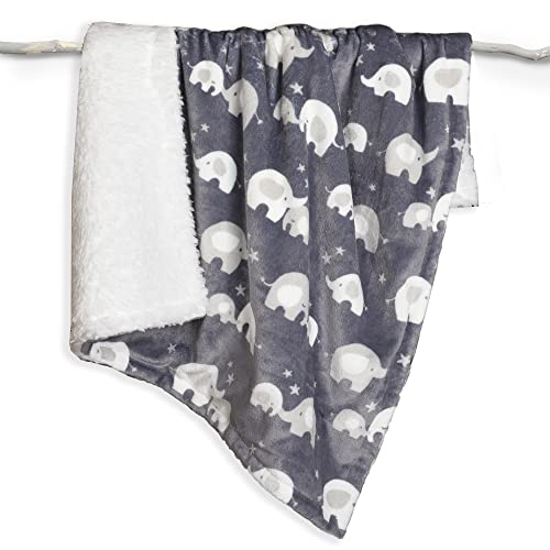 Image of Life Comfort Ultimate Sherpa Baby Blanket, Elephant Premium Soft Plush and Warm Fluffy Fleece for Newborn, Infant, Toddler Perfect for Stroller, Crib, Travel, Nursery (30 x 40 inches)