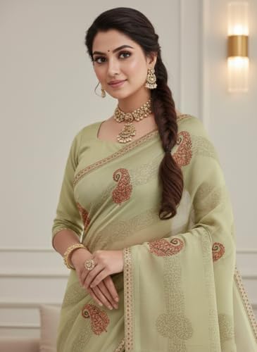 Image of Yashika Women's Georgette Art Silk Bandhej Zari Work Embroidered Saree | Women Sari