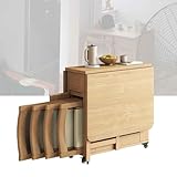 Artigianato: questo tavolo da pranzo pieghevole presenta un piano in legno massello con una finitura priva di vernice, garantendo durata e stile. Il suo design impermeabile, antimacchia, resistente all'olio, resistente al calore e ai graffi lo rende perfetto per qualsiasi sala da pranzo. Sperimenta una miscela di funzionalità ed eleganza senza tempo nella tua casa con questo pezzo versatile.
