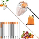 4,2m ObstpflüCker für Kirschen,Diameter 16 cm,KirschenpflüCker,ApfelpflüCker Kirschpflücker mit Teleskopstiel und Baumwollbeutel,Pflaumenpflücker Zur Erreichung Unzugänglicher Orte in Obstbäumen