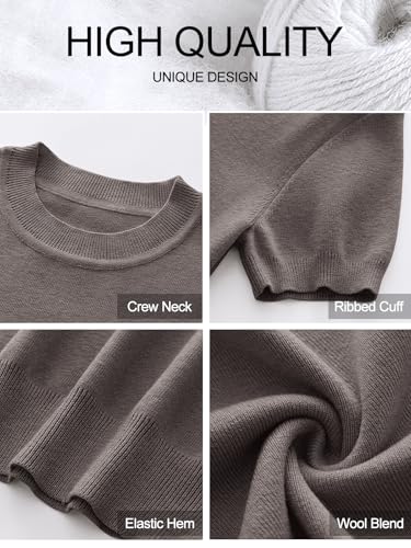 Image of ANRABESS Womens Short Sleeve Sweaters Wool Blend Crew Neck Sweater Shirts Business Casual Work Tops 2026 Summer Outfits