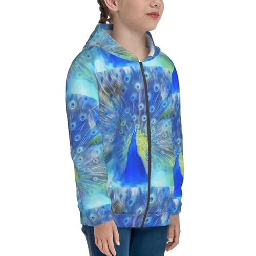 Peacock Kids Pullover Hoodies Boys Zip Up Sweatshirts Girls Athletic Clothes with Pocket4