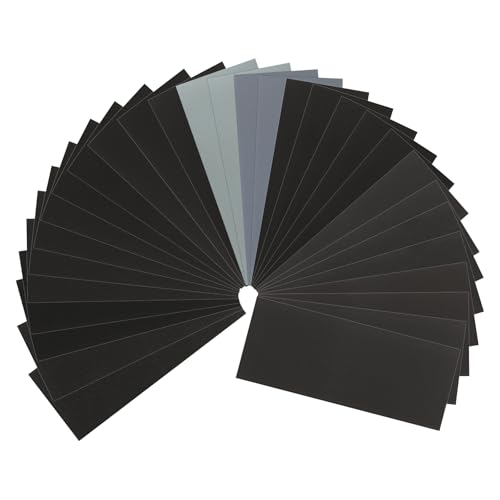30 PCS Wet And Dry Sandpaper 80-3000 Grit 9x3.6 Inches Fine Sandpaper Sheets Silicon Carbide Sand Paper For Wood Walls Metal Car Polishing Grinding