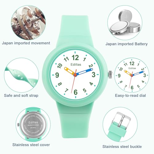 Image of Edillas Kids Watches Analog Boys Girls,Children Waterproof Wristwatch for Kids Toddler Easy to Read Learn Time Sport School with Soft Strap