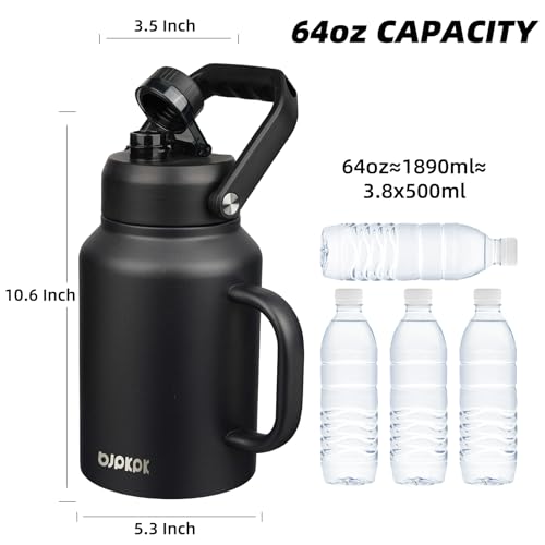 Image of BJPKPK 64oz Stainless Steel Water Bottle, Half Gallon Insulated Water Jug