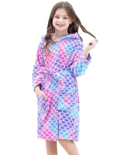 Image of Doctor Unicorn Soft Hooded Rainbow Bathrobe Sleepwear for Girls