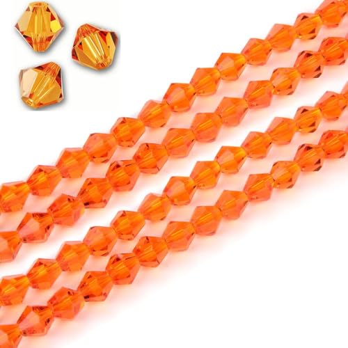 400pcs Czech 8mm Faceted Bicone Crystal Glass Beads Spacer Bulk Sun Orange