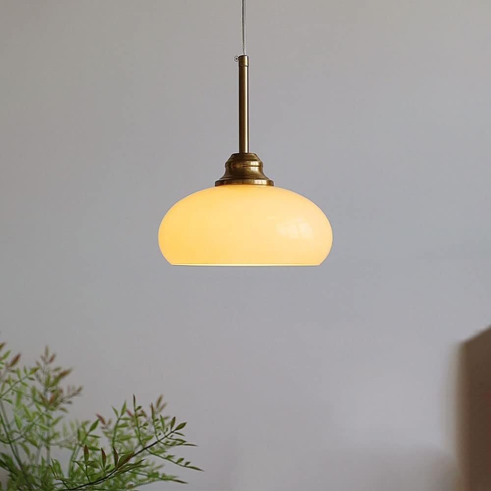 Vfdaswqq Gold Lamp, Art Milk Glass Chrome Drum Chandelier Farmhouse Vintage Large For(,Cream Shade)