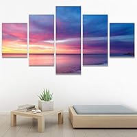SIGNWIN 5 Panel Canvas Wall Art Landscape Ocean for Home Decorations Ready to Hang - 60