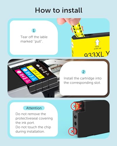 932XL 933XL Compatible Ink Cartridge Combo Pack Replacement for HP 932 933 Work for HP OfficeJet 6100 6600 6700 7110 7510 7612 7610 Printers, 4 Packs (Black, Cyan, Magenta, Yellow) - Image 3