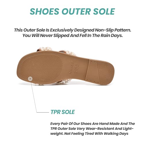 Image of NianEr Womens Microfiber Leather Memory Foam H Sandals Summer Shoes Slides | Flat, Comfortable, Slip On, Dressy, Dress, Beach, Vacation, Designer, Comfy, Casual, Bridal, Church, Boho, Office, Work