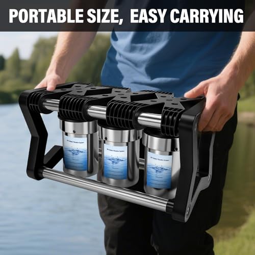 Image of 3 Stage RV Water Filter System with 3 Replacement Filters 0.2 Micron High Flow Camper Water Filter for RV and Boat