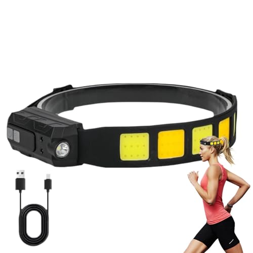 brooksnaji Lampada frontale con sensore di movimento, Lampada frontale con sensore | Lampada frontale leggera con sensore di movimento,Torcia frontale ad alta luminosità a fascio largo per caccia,