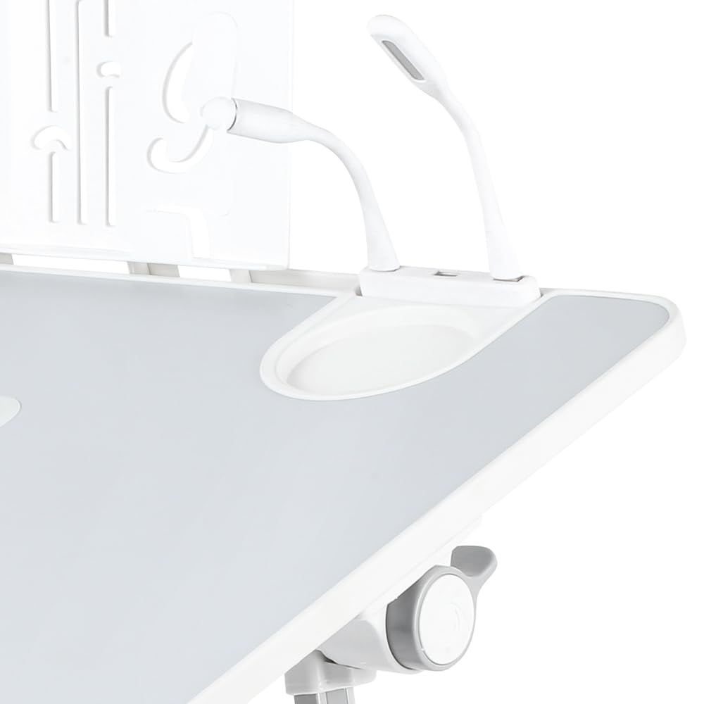 Huole - Mesa de cama, con 5 ángulos ajustables, para sofá, estudio, lectura y escritura, para ordenadores portátiles de hasta 17 pulgadas, Lapdesk plegable, -60 x 40 x 26 – 39 cm, color gris