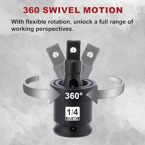 Image of Mayouko 56PCS 1 /4 Inch Drive Impact Socket Wrench Set, SAE /Metric, Deep /Shallow, 6 Point, CR-V, 5 /32 Inch - 9 /16 Inch, 4mm - 15mm, 72 Teeth Ratchet Handle, With Extensions, Adapters, Universal Joint