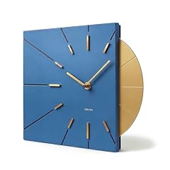 Driini Clocks Mid Century Modern Wall Clock Square Blue Clock with Decorative Gold Accent Unique photo Driini Clocks Mid Century Modern Wall Clock Square Blue Clock with Decorative Gold Accent Unique