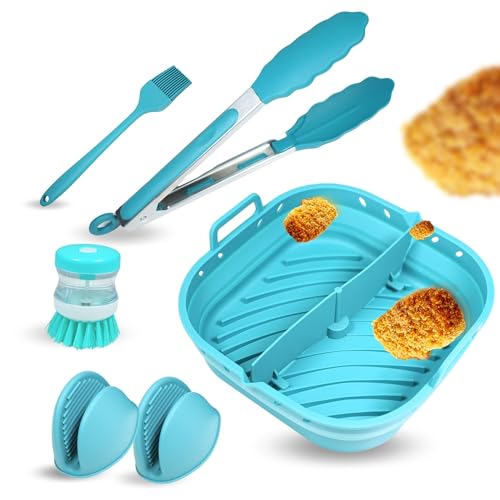 Pinisi Home Moldes para freidora de aire - Accesorios freidora de aire - Molde silicona freidora de aire + Cepillo + Pincel + Manoplas + Pinzas Air fryer accesorios airfryer - Molde silicona air fryer